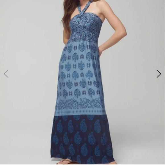 NWT Soma Blue Soft Jersey Knit Halter Maxi Bra Dress Size Medium - Picture 1 of 11